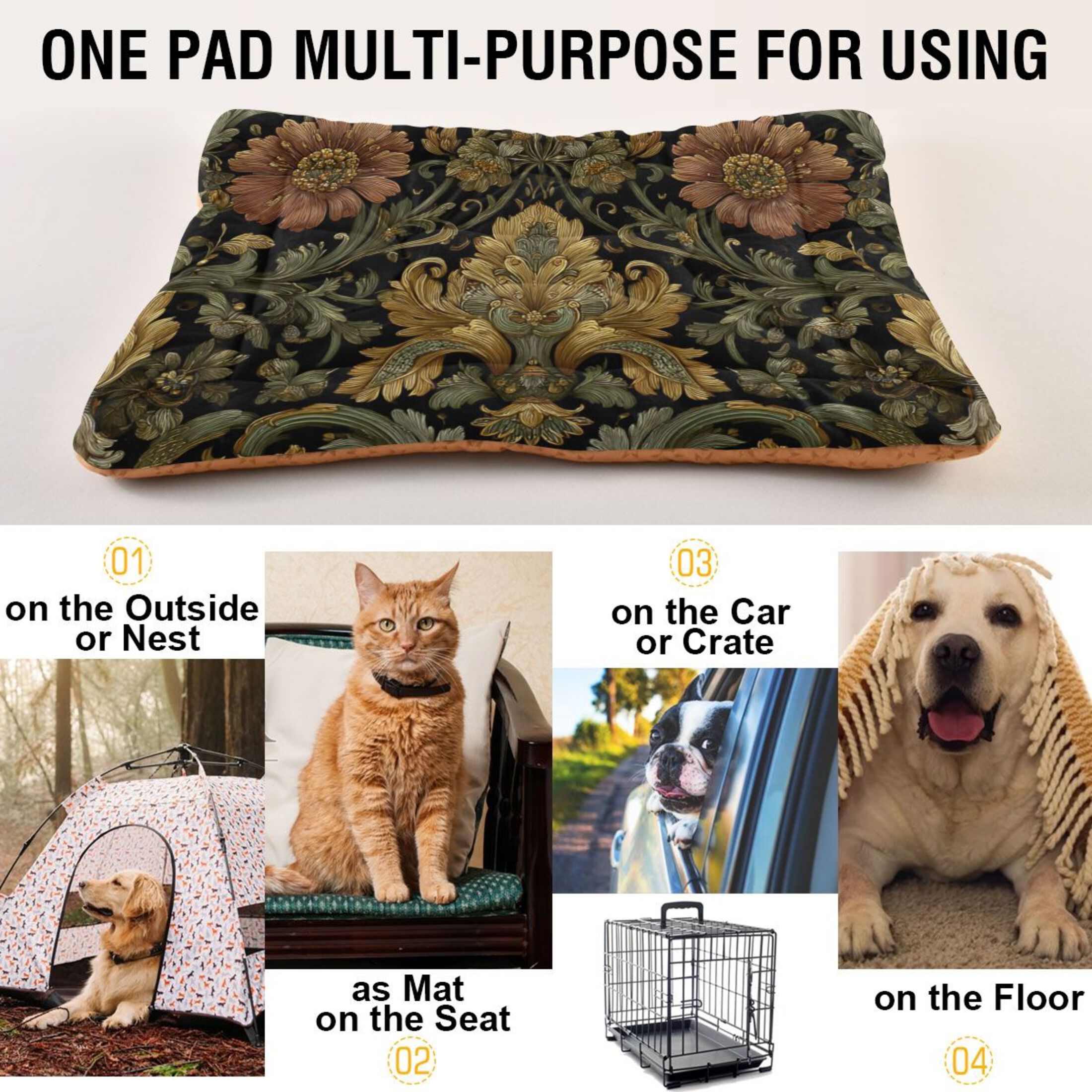 Cozy Mat Pet Bed Indoor Outdoor Warm Soft For Cat Dog Puppy(S/M) Acanthus Designs