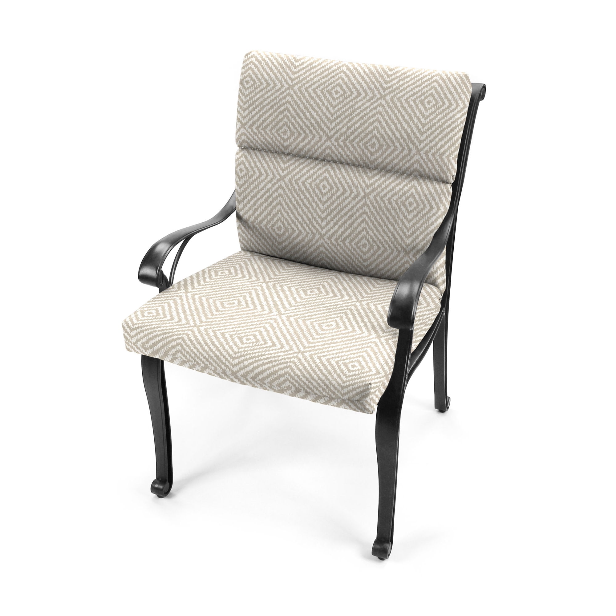 Jordan Manufacturing 44" x 22" Encore Birch Taupe Diamond Rectangular Outdoor Chair Cushion with Ties and Hanger Loop (2 Pack)