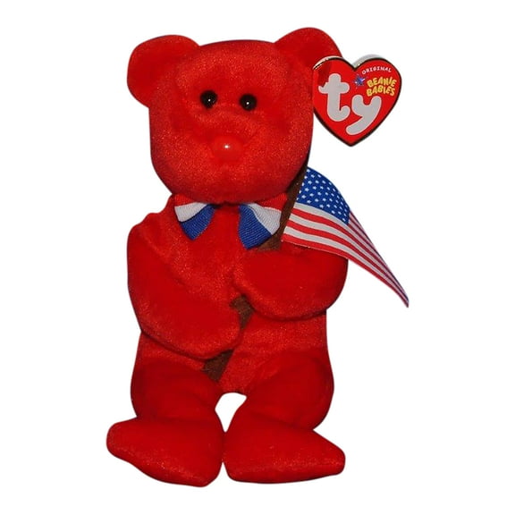 Ty Beanie Babies Thomas Jefferson the Bear with American Flag US Patriotic Plush
