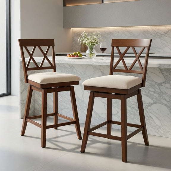 Barara King 24 Inch Counter Height Bar Stool Contemporary Dining Chair with Backrest Cushion for Kitchen Dining Room Living Room Home Bar Decor, Oak-1 Piece