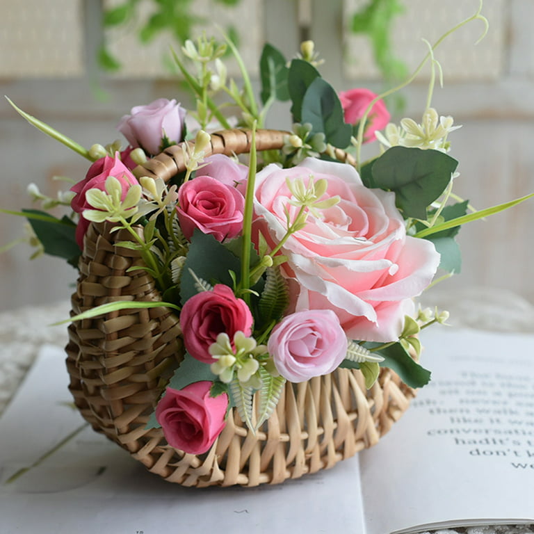 Woven Flower Basket Rattan Storage Basket Wedding Flower Girl Hand Basket  Handmade Flower Basket For Home Wedding Decor 