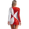 thumbnail image 5 of Disfraz de Navidad de Papá Noel para mujer, disfraz de manga larga con retales, lentejuelas metálicas brillantes, picardías, vestido de fiesta Rave, 5 of 5