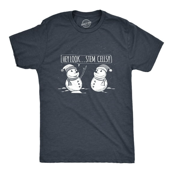 Mens Snowmen Hey Look Stem Cells T Shirt Funny Winter Christmas Sarcastic Tee Graphic Tees