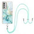 thumbnail image 2 of Allytech Moto Edge 20 Pro Case, Luxury Marble Pattern Rubber TPU Shoulder Strap Lanyard Drop Protection Anti-scratch Shock-absorbing Back Cover Case for Motorola Moto Edge 20 Pro, Green, 2 of 4