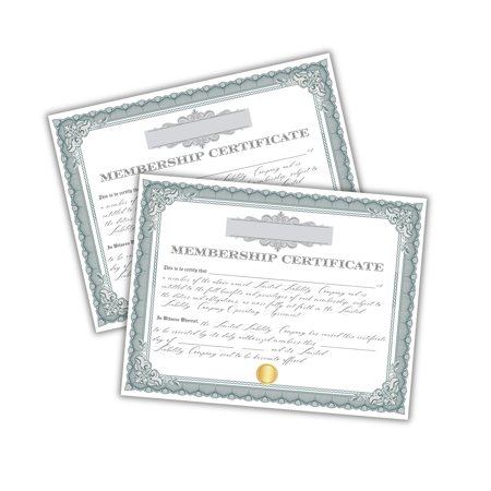 Certificate LLC Membership Proof of Ownership Limited Liability Company 6pk 8.5x11 on Linen Paper Business Owner Award Document Equity Holder
