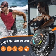 AUOSHI Smart Watch Fits for Android & Iphone (Bluetooth Answer/Make Calls), 2.01 inch IP68 Waterproof Tracking Fitness, Sleep Monitor/Pedometer/Calories,Multiple Sports Modes,Black