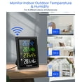 thumbnail image 3 of Geevon Weather Stations Wireless Indoor Outdoor Thermometer with 3 Outdoor Sensors, Large LCD Display Digital Temperature Humidity Gauge with Backlight (Color VA Display), 3 of 9