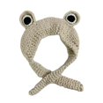 thumbnail image 1 of Dibujos Animados lindo Rana punto sombrero invierno cálido cráneo gorra Beanie Beige Zulema Sombrero de punto tejido de ojos de rana, 1 of 7