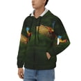 thumbnail image 3 of Goofa Hybrid Parrot in the Forest Pattern Mens Full-zip Hoodie, Zip-up Pullover Hooded Sweatshirt, Kangaroo Pocket Hoodie Ideal for Daily Wear, Travel, and Home-X-Large, 3 of 5