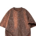 thumbnail image 5 of LEKWK Mens T Shirt Oversized Crewneck Acid Wash Graphic Tops Short Sleeve Speckle Print Drop Shoulder Loose Fit Tees Streetwear Casual Tops Brown XXL, 5 of 5
