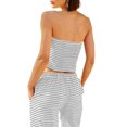 thumbnail image 3 of Conjunto de dos piezas Panadila para mujer, trajes de salón de verano a rayas, 3 of 6