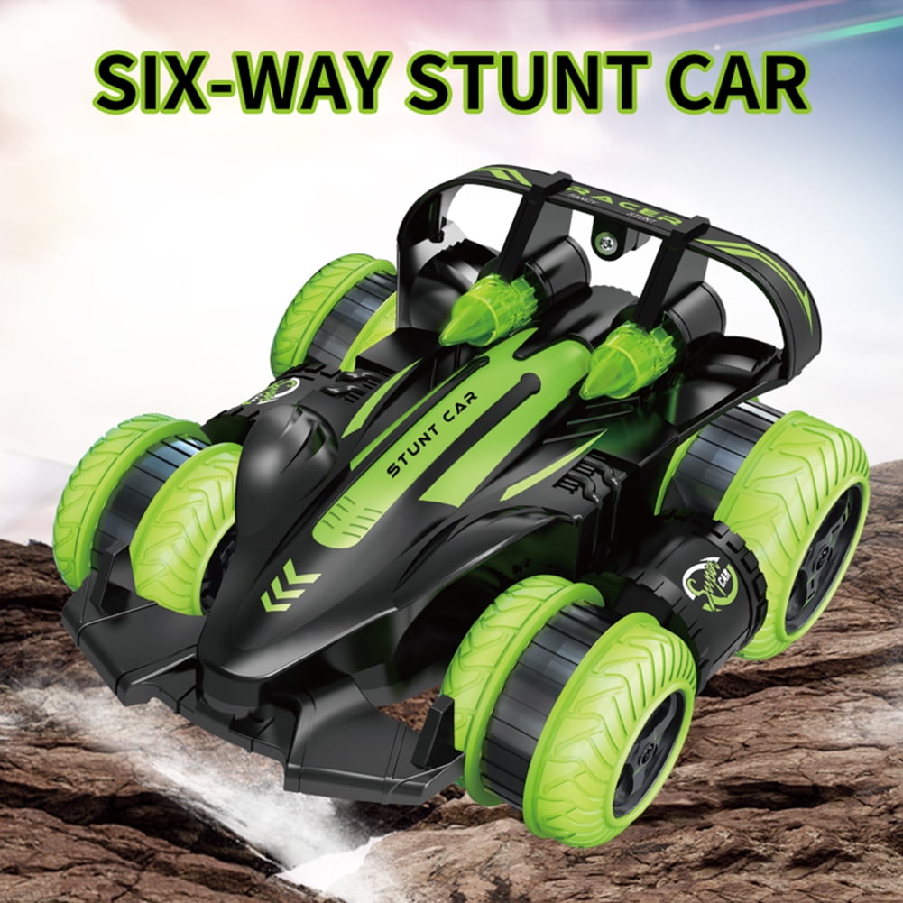 Kepooman Kids 2.4GHZ Rechargeable 360° Rotation RC Stunt Car with Lights, Green Kepooman Kids 2.4GHZ Rechargeable 360° Rotation RC Stunt Car with Lights, Green