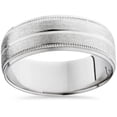thumbnail image 1 of Men's 8mm Platinum Satin Wedding Band Bands Mens Rings, 1 of 3