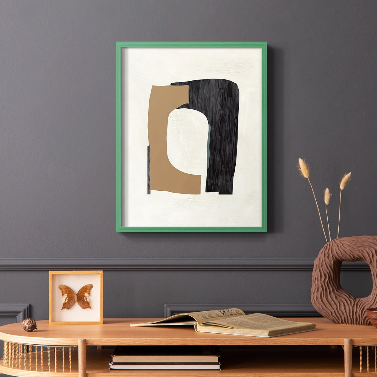 Cardboard Cutouts I Framed Print in Green Solid Wood Framed Print No Nail Hanging