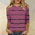 thumbnail image 2 of Quinlirra Shirts for Women Plus Size Women's Fashion Printed T-shirt 3/4 Sleeves Blouse Round Neck Casual Tops, 2 of 5