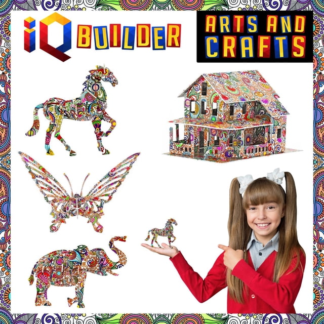 Juego de rompecabezas IQ BUILDER 3D Art, kit de manualidades para colorear para niños
