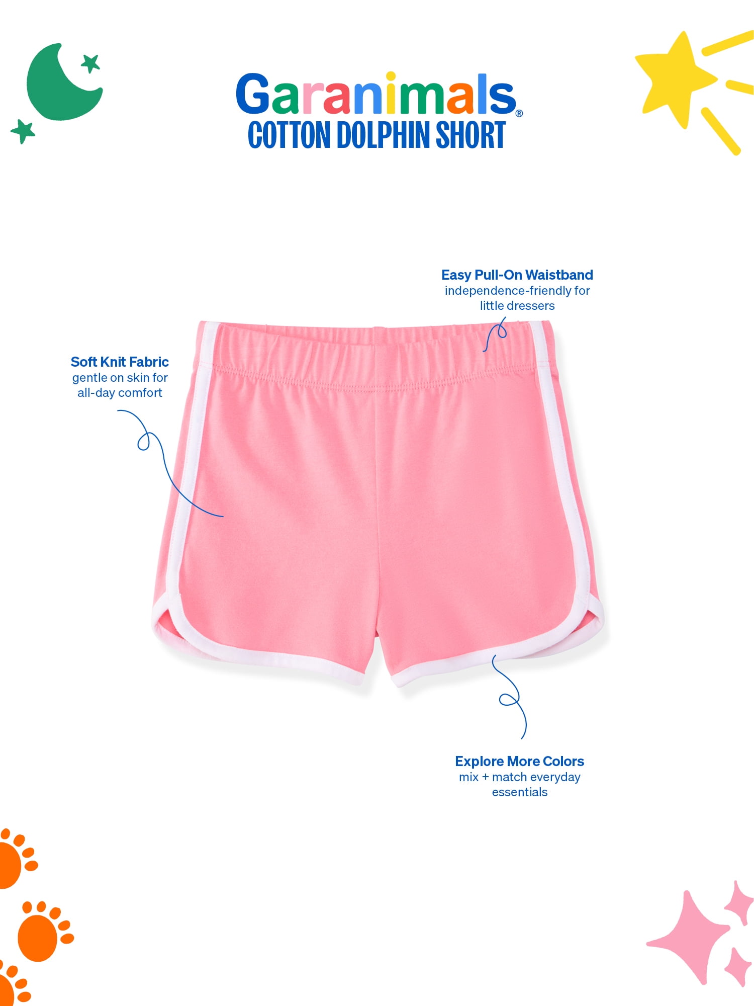Garanimals Newborn, Baby & Toddler Girl Cotton Pull-On Dolphin Shorts, Sizes 0-6T