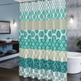 thumbnail image 6 of Abstract Bohemian Shower Curtain, Teal Green Boho Floral Stripes Lines Leaves Plaid Waterproof Shower Curtain Set with 12 Hooks Lightweight Bath Curtains Fabric Bathroom Decor 60x72 Inches, 6 of 9
