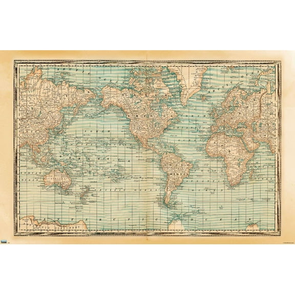 Map - Rustic Wall Poster, 14.725" x 22.375"