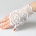 thumbnail image 5 of Women Girls Summer UV-Proof Driving Gloves Mesh Floral Lace Solid Color Fingerless Mittens for Wedding Opera Party, 5 of 5