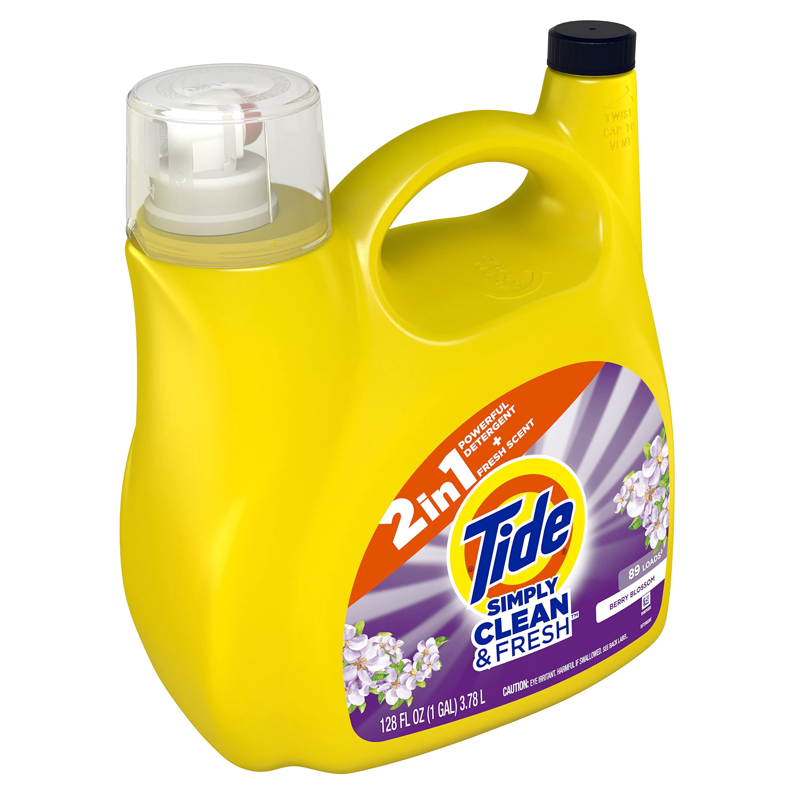 Tide Simply Clean & Fresh Berry Blossom Liquid Laundry Detergent (Pack 1) - 89 Loads, 128fl