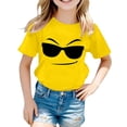 thumbnail image 5 of YUEHUA Kids Short Sleeve Tee Shirt Boys Girls Solid Color Cute Expression Print Tops Loose Fit Comfy Crewneck Pullover Tees, 5 of 6