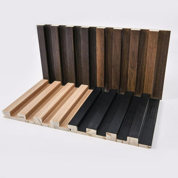 shiyou-Slat Wood Wall Paneling for Interior and Ceiling Decoration - 4 Samples Pack, 6 x 5.7in.