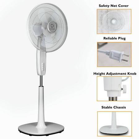 Fantask 16 Oscillating Pedestal Fan 3 Speed Double Blades Height