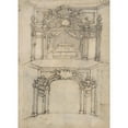 thumbnail image 2 of Giovanni Battista Foggini 18x24 Black Ornate Framed Double Matted Museum Art Print Titled: Designs for Bed Alcoves (1652-1725), 2 of 5