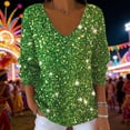 thumbnail image 2 of Kcolen Valentines Sweater Women Sequin Tops Fashion Casual Blouses Sparkly V Neck Shirts Holiday Party Long Sleeve Valentine Sweater Dressy Outfits, 2 of 6