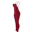 thumbnail image 4 of Usmixi Jumpsuits for Women Sexy Back Hollowed Soft Knitted Ribbed Slim Strap Sports Yoga Long Jumpsuits Overalls Summer Formal Solid V-Neck Sleeveless Maxi Rompers Wine xxl, 4 of 6