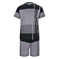 thumbnail image 4 of Cathalem Big and Tall Men 2 Piece Short Sets Outfits Summer Men 2 Piece Outfits Summer Casual Crew Neck Muscle Short Sleeve Tee Shirts and Classic Fit Sport Shorts Set Tracksuit(Gray,XXXXL), 4 of 5