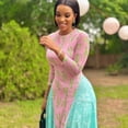 thumbnail image 2 of Women's Lobster Print & Color Spliced O-Neck Long Sleeve Waistband A-Line Long Dress, 2 of 18