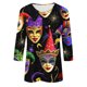 thumbnail image 5 of RKSTN Mardi Gras 3/4 Sleeve T Shirts for Women Top Oversized Crewneck Carnival Mask Print 3/4 Length Sleeve Shirt Womens Casual Round Neck Mask Tuesday Carnival Party Three Quarter Sleeve Tee Shirt, 5 of 5