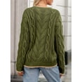 thumbnail image 2 of Women'S Fall Winter Fashion Round Neck Long Sleeve Colorblock Sweater Tops Chunky Knit Pullover Sweaters Olive Color XL, 2 of 8
