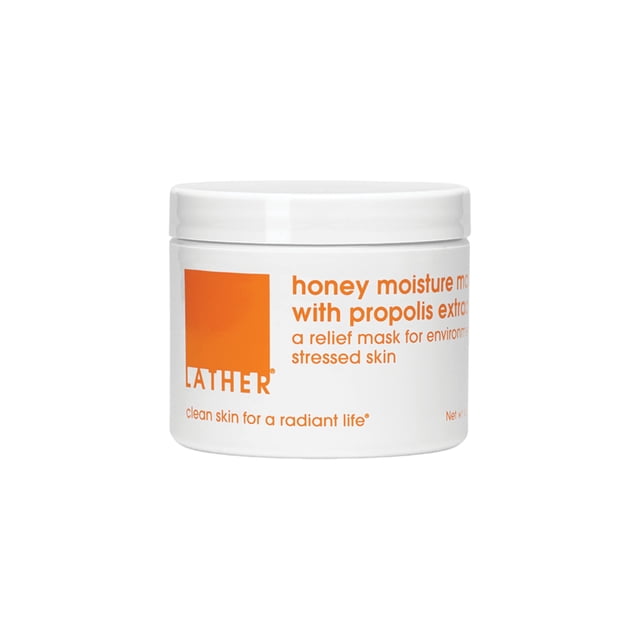Mascarilla hidratante de miel LATHER con extracto de propóleo – Mascarilla facial hidratante para piel apagada – Renueva visiblemente hidrata y aumenta la hidratación para piel mixta madura y seca – 4