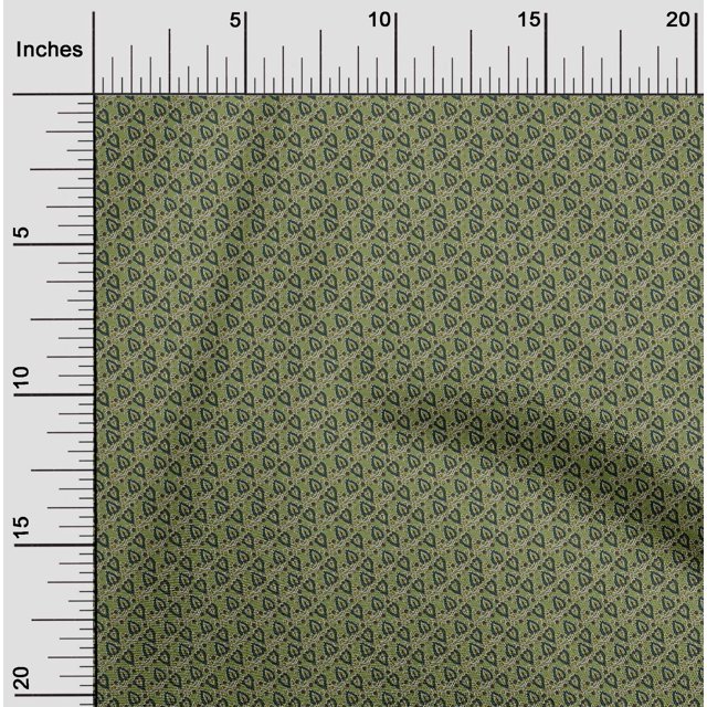 oneOone Polyester Lycra Fabric Leaves & Floral Block Print Fabric BTY 56 Inch Wide