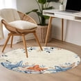 thumbnail image 4 of Round Rugs 4 Ft, Orange Blue Starfish Coastal Non Slip Area Rugs for Kitchen Bedroom Entryway, Summer Beach Eucalyptus Rustic Washable Carpet Runner Rug Floor Mats for Bedroom Home Decor, 4 of 8