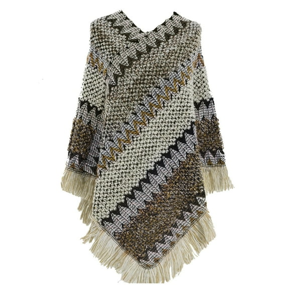 MSJUHEG Shawls And Wraps Scarf Splice Poncho With Tassels Knitted Shawl Scarf Fringed Wraps Pashminas Sweater Pullover Cape Gifts For Sweater Tassel Hem Shawl Wrap Cloak Scarf For Women Gray One Size
