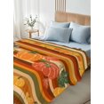 thumbnail image 5 of Queen Flat Sheet Only Farm Autumn Pumpkins Soft Microfiber Cooling Bedding Sheets Red Green Yellow Striped Flat Bed Sheet for Hotel,Home Decor, 5 of 9