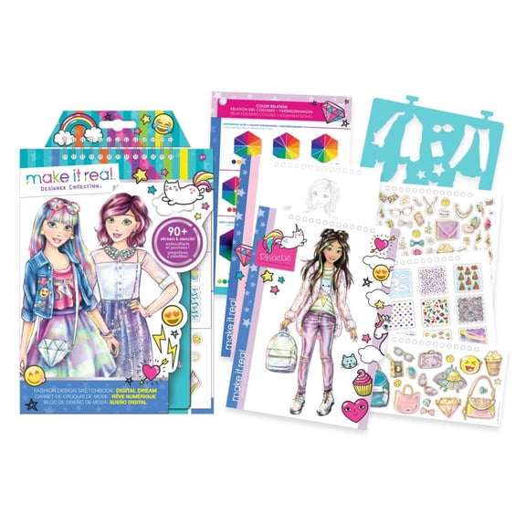 Make It Real Fashion Design Sketchbook: Digital Dream - W/ 110 Stickers & Stencils, Kids Ages 6