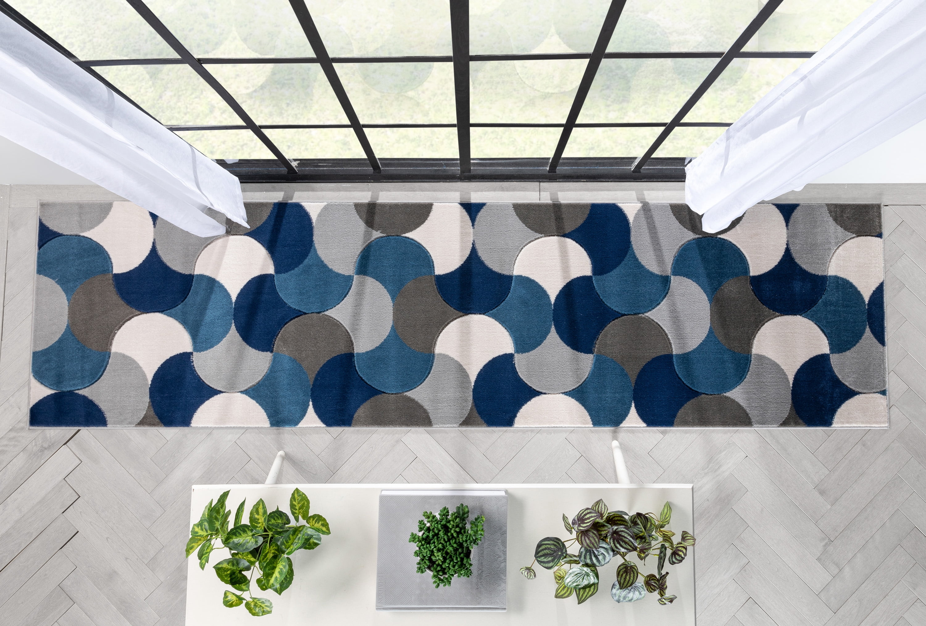 Well Woven Good Vibes Helena Modern Geometric Blue 2'7" x 9'10" Runner Rug