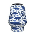 thumbnail image 2 of Fotbe Whale Pattern Car Seat Covers for Babies, Nursing Breastfeeding Cover Infant Carseat Canopy, Soft Stretchy Carrier Cover, 2 of 9