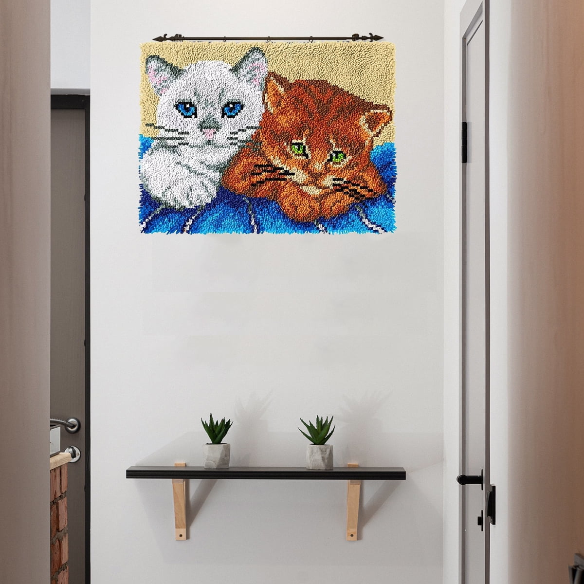 ShowNiceArt Latch Hook Rug Kit, Cute Cat | DIY Rug Making Kit for Adults Kids, Cross Stitch Kit Carpet Making Cushion 50*38cm/17*17in