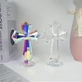 thumbnail image 2 of 5.8inch Clear Crystal Cross Decor -Handmade K9 Glass Religious Figurine Standing Tabletop Decor for Home Altar,Wedding Centerpiece,Church & Office,Christian Gift for Women Men (Multicolor), 2 of 8