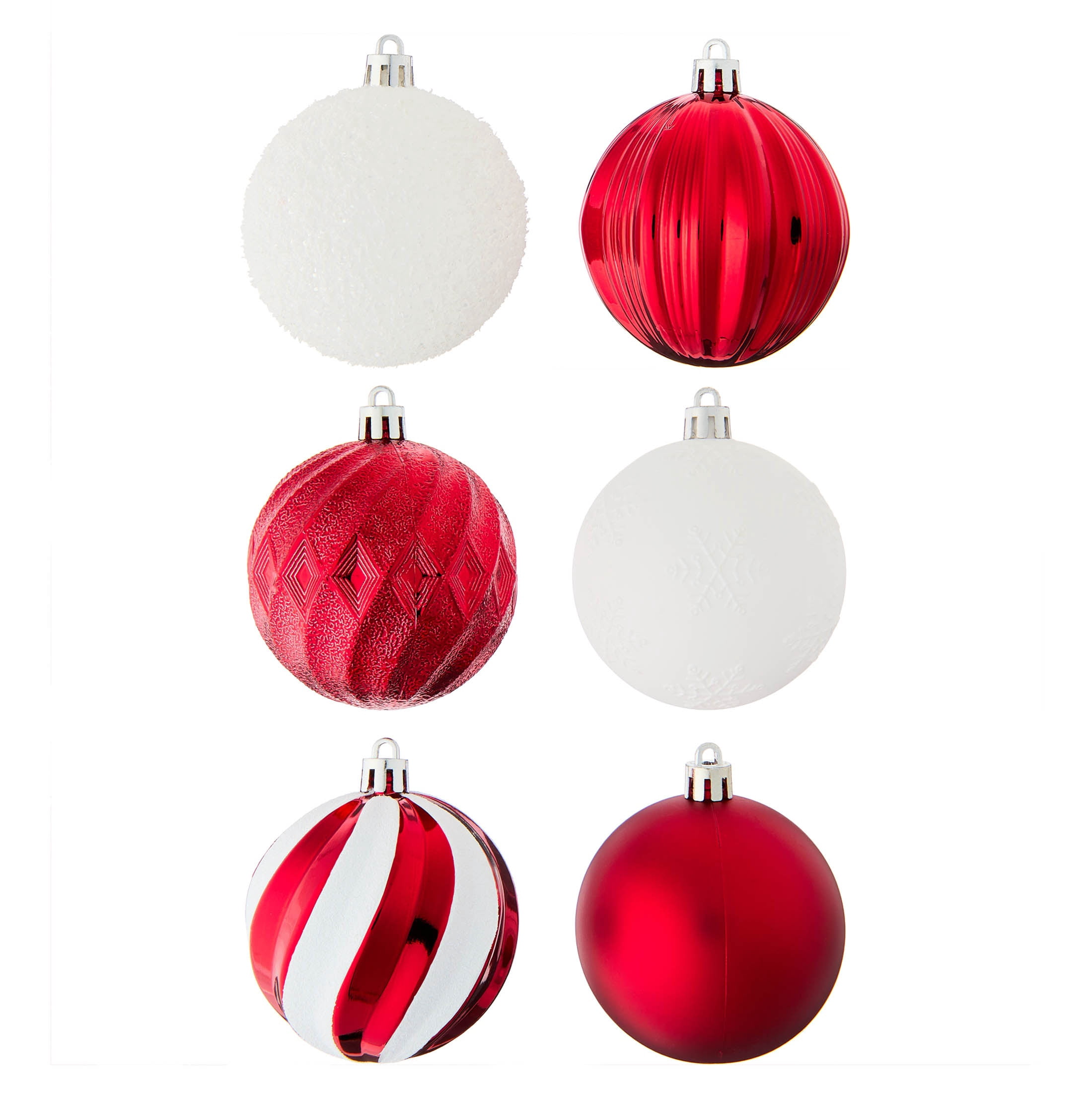 50-Count Red and White Ball Shatterproof Christmas Ornaments, 3", by Holiday Time