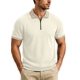 thumbnail image 3 of Rrxhxhs Golf Shirts for Men Geometric Trim Collared Quarter Zip Short Sleeve Breathable Casual Tops,L, 3 of 6