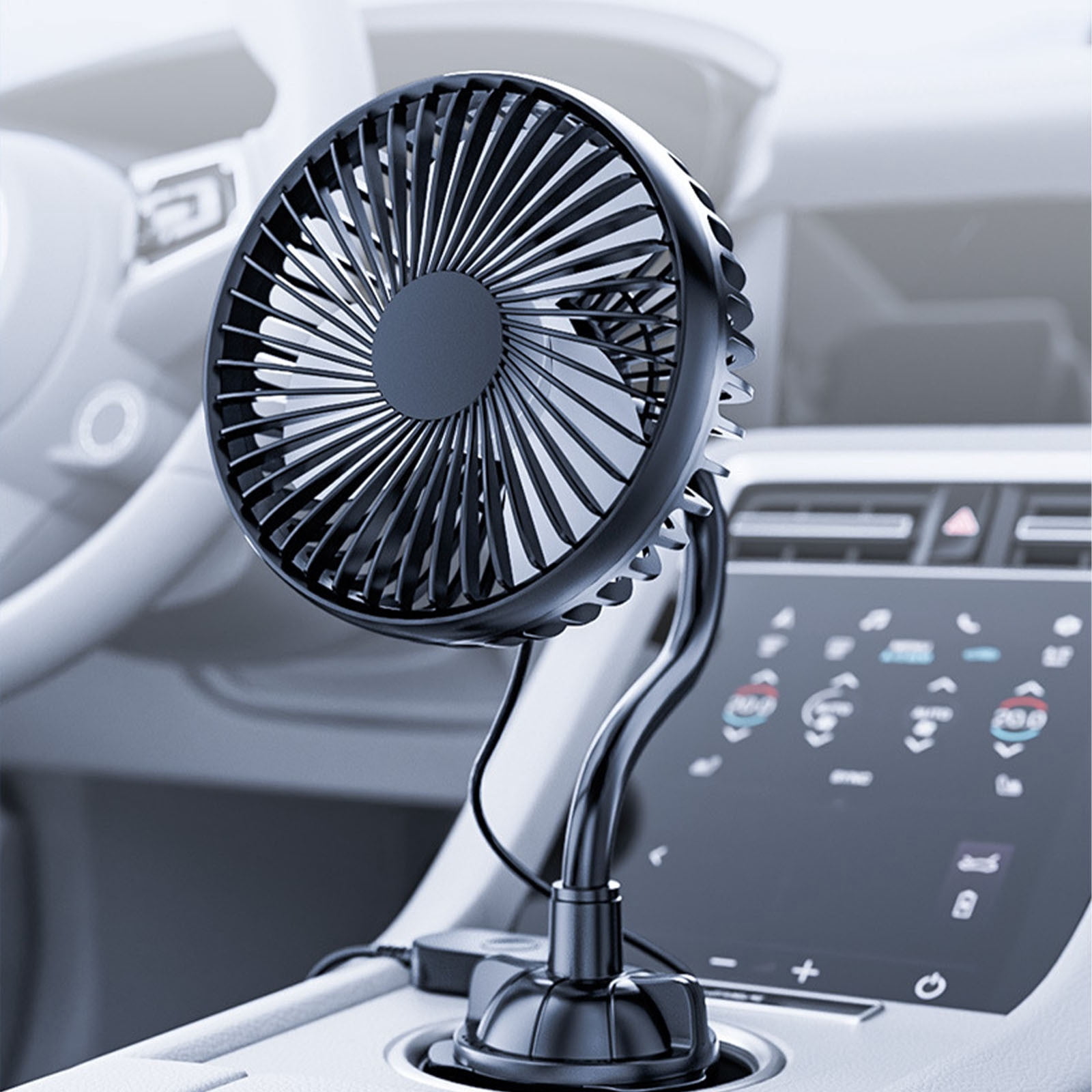 Ventilateur de voiture puissant et portable, 3 vitesses réglables, alimenté par USB, avec col de cygne flexible. - Auto