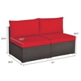 thumbnail image 3 of Gymax 2PCS Patio Wicker Rattan Sectional Armless Chair Sofa w/ Red Cushion, 3 of 10