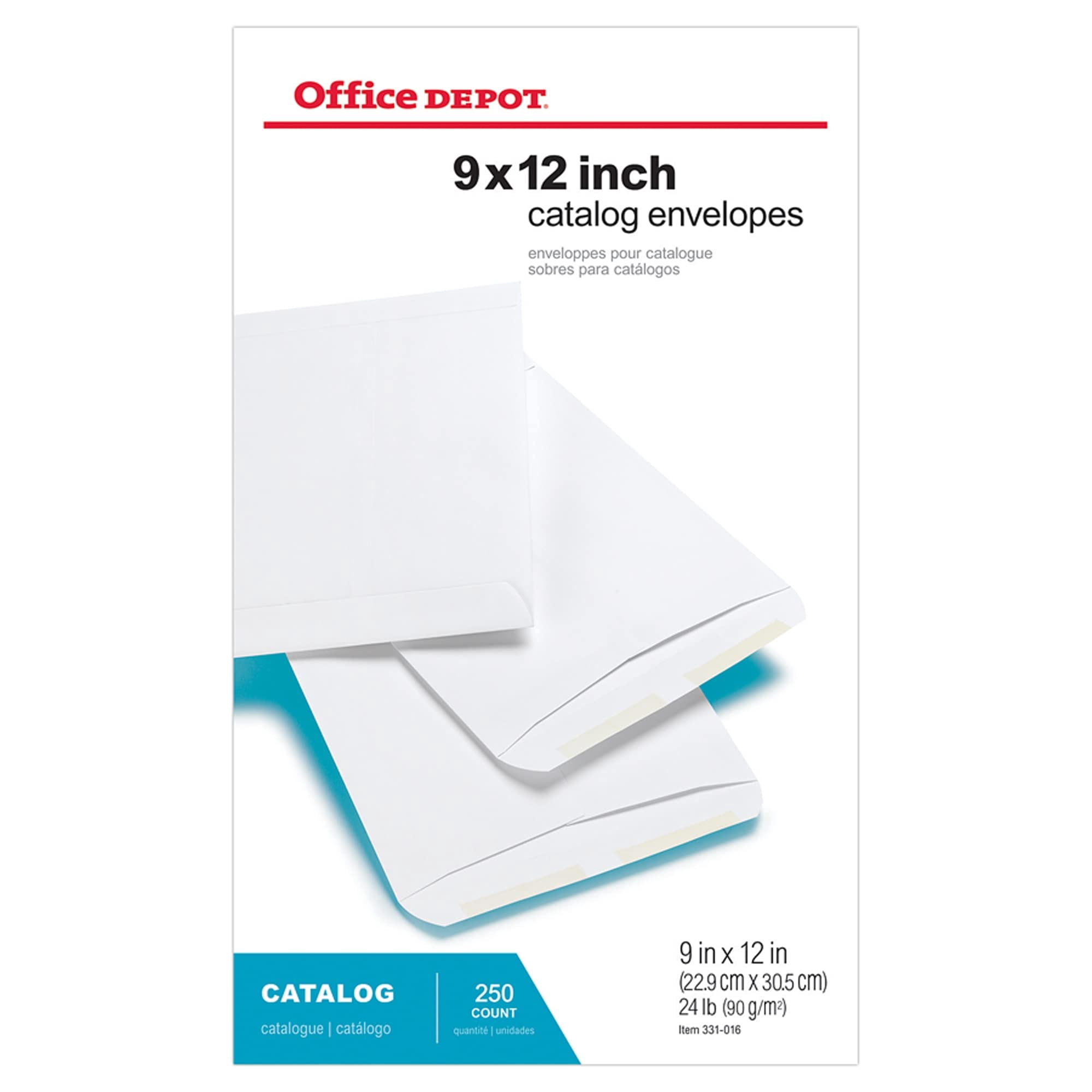 Office Depot Large Format Open-End White Envelopes, 9in. x 12in., Pack Of 250, 77635